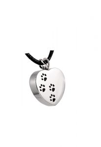 Stainless steel ashes pendant 'Paw prints'