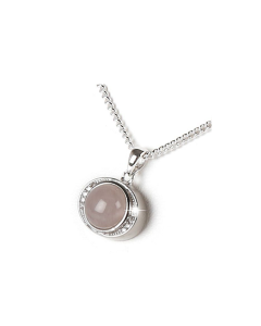 925 Silver Cremation Pendant for Ashes with Rose quartz stone