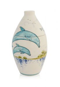 Hand painted keepsake urn 'Dolphins'