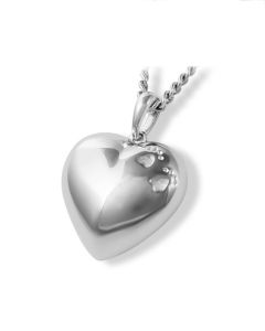 Pet cremation ashes pendant Silver (925) 'Heart' with pawprints