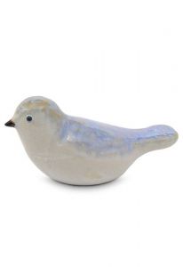 Ceramic keepsake ashes urn 'Bird' light blue