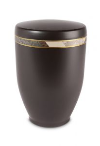 Dark brown metal cremation ashes urn 'Diamond' with strap