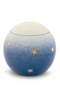 Handmade infant cremation urn 'Stars' dark blue