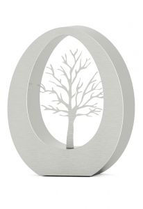 Stainless steel cremation urn for ashes 'Oval tree'