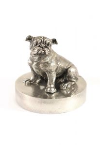 Bulldog urn silver tin