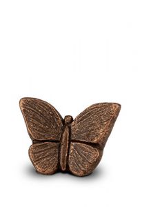 Ceramic art keepsake urn for ashes Butterfly | bronze colour