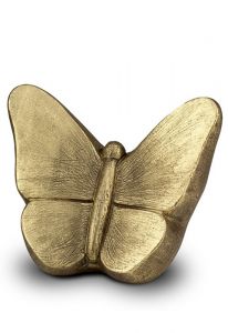 Ceramic art urn for human ashes Butterfly | gold colour