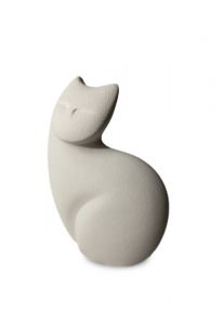 White cat cremation ashes urn