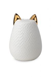 Cat urn for ashes with gold coloured ears