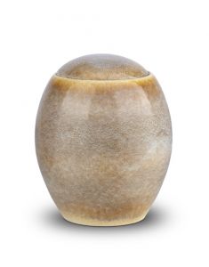 Ceramic cremation urn for ashes in several shades of beige