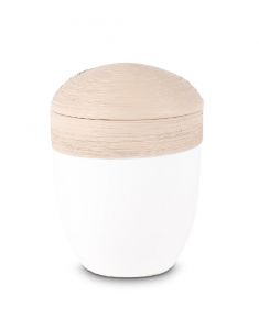 Cremation urn for human ashes 'Horizon' beige/white