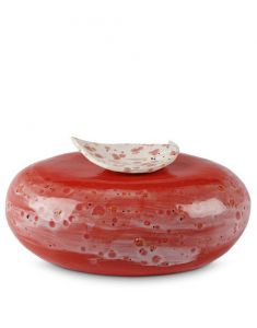 Ceramic cremation ashes urn 'Lily' red