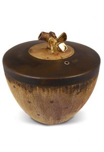 Handmade urn 'Tolos' brown-gold