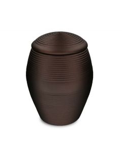 Small ceramic urn for ashes 'Memento' satin bronze