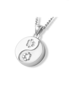 Pet cremation ashes pendant Silver (925) 'Yin Yang' with pawprints