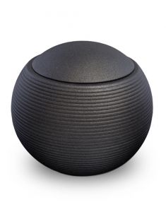 Spherical ceramic urn for ashes 'Memento' satin black