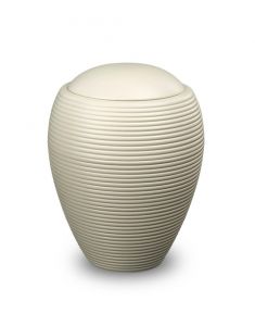 Satin cream ceramic urn for ashes 'Memento'