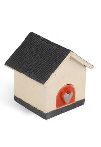 Pet urn 'Doghouse' with silver coloured heart