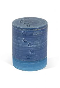 Turquoise pet urn with pawprints