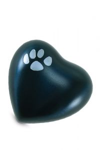 Blue pet urn heart with pawprint
