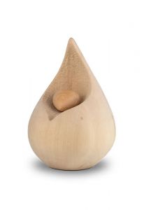 Wooden Cremation Urn for Ashes Drop with Heart in natural pine