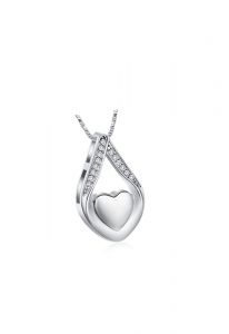 Ashes pendant with zirconia stones and silver-coloured heart