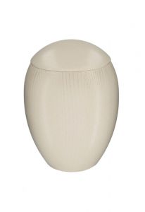 Oak cremation urn for ashes white with golden patina
