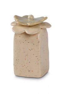Ceramic keepsake urn for ashes 'Flower vase' beige