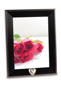 Photo frame with small silver heart for cremation ashes
