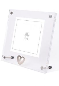 Acrylic glass photo frame with heart keepsake urn for ashes