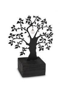 Sculpture urn for ashes 'Tree of Life' with glass ashes pendant
