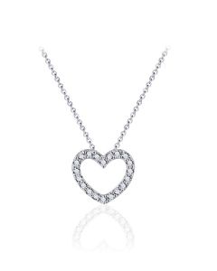 Silver memorial necklace heart with zirconia