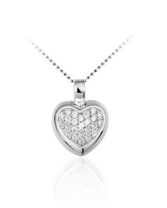 Silver memorial pendant 'Heart' with zirconia
