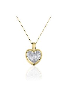 Yellow gold plated memorial pendant Heart with zirconia