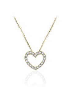 Yellow gold plated memorial necklace Heart with zirconia