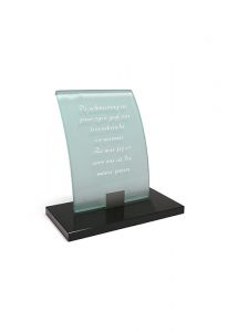 Memorial stone with vertical curved glass plate