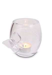 Crystal glass candle holder with butterfly