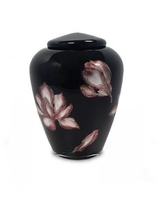 Glass cremation ashes urn 'Magnolia' black