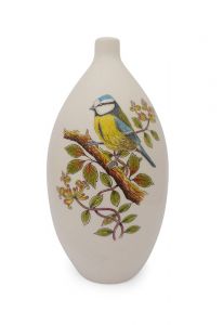 Small hand-painted art urn for ashes 'Blue tit'