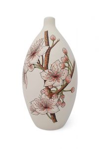 Small hand-painted art urn for ashes 'Cherry blossom'