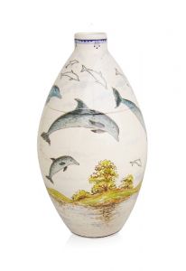 Hand painted urn 'Dolphins'