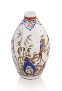 Hand-painted keepsake urn 'Birds of paradise on bamboo'