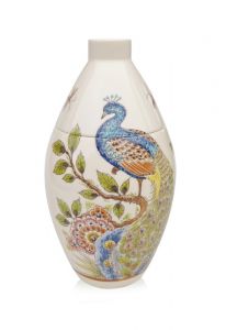 Hand-painted keepsake urn 'Peacock'