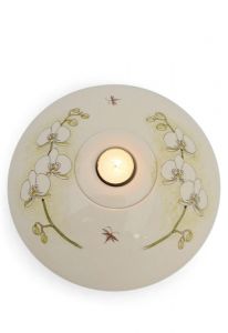 Hand painted bowl cremation ashes urn 'Orchid'