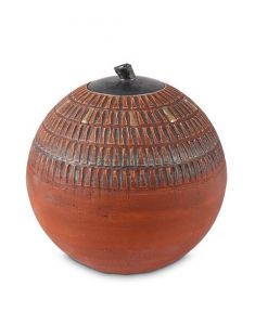Hand made cremation urn for ashes brick red