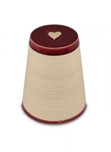 Handmade cremation ashes urn 'Koniko' with heart Burgundy red