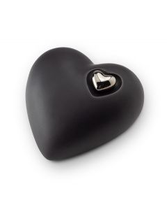 Mini urn 'Always in our hearts' satin black in several sizes