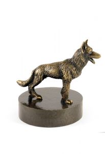 German Shepherd Dog urn bronzed