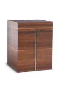 Wood laminate cremation urn casket 'Havana nut tree' with metal lesene