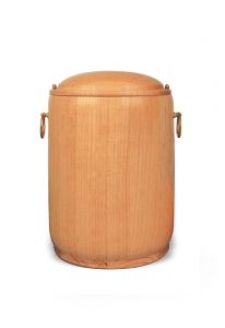 Wooden funeral urn with rings